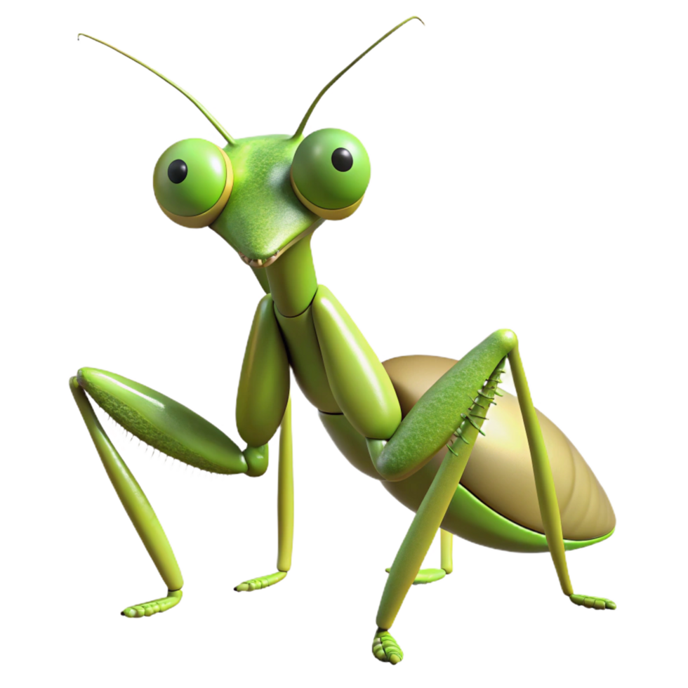 rare contemporary A praying mantis, front legs raised. NO BACKGROUND with Transparent Background. impeccable png