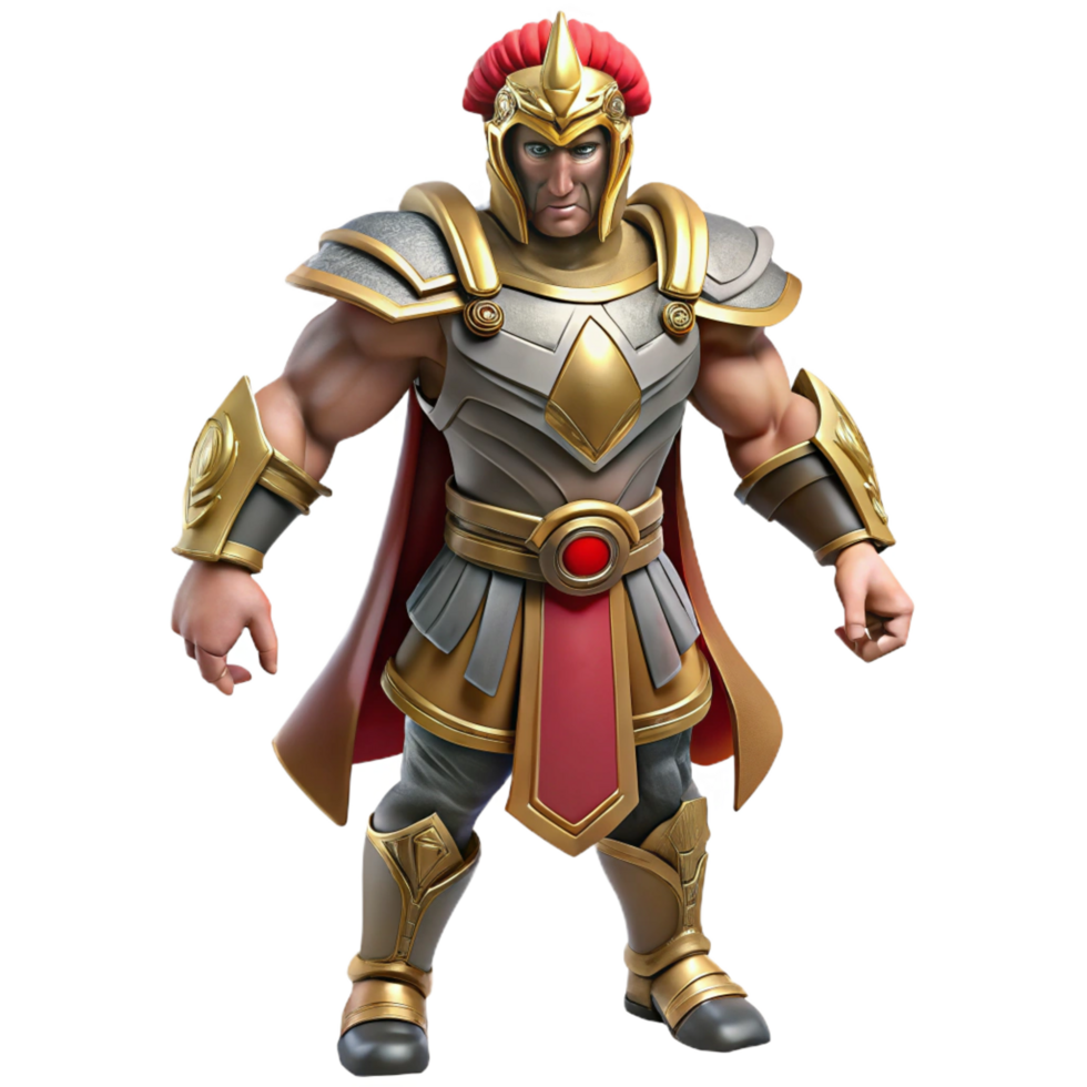 striking inspired Ares, god of war, in full battle armor. NO BACKGROUND with Transparent Background. png