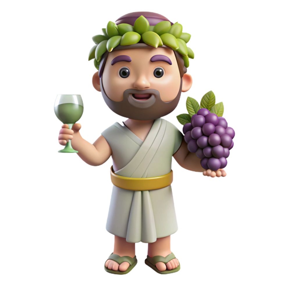 remarkable victorian Dionysus, god of wine, holding a grapevine. NO BACKGROUND with Transparent Background. genuine png