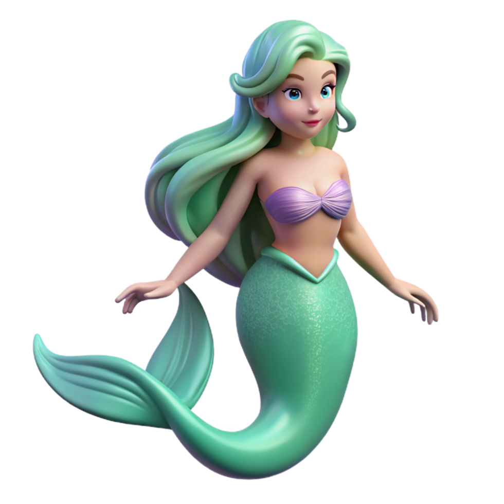 deslumbrante etéreo vanguarda uma lindo sereia com fluindo cabelo. não fundo com transparente fundo. afiado png