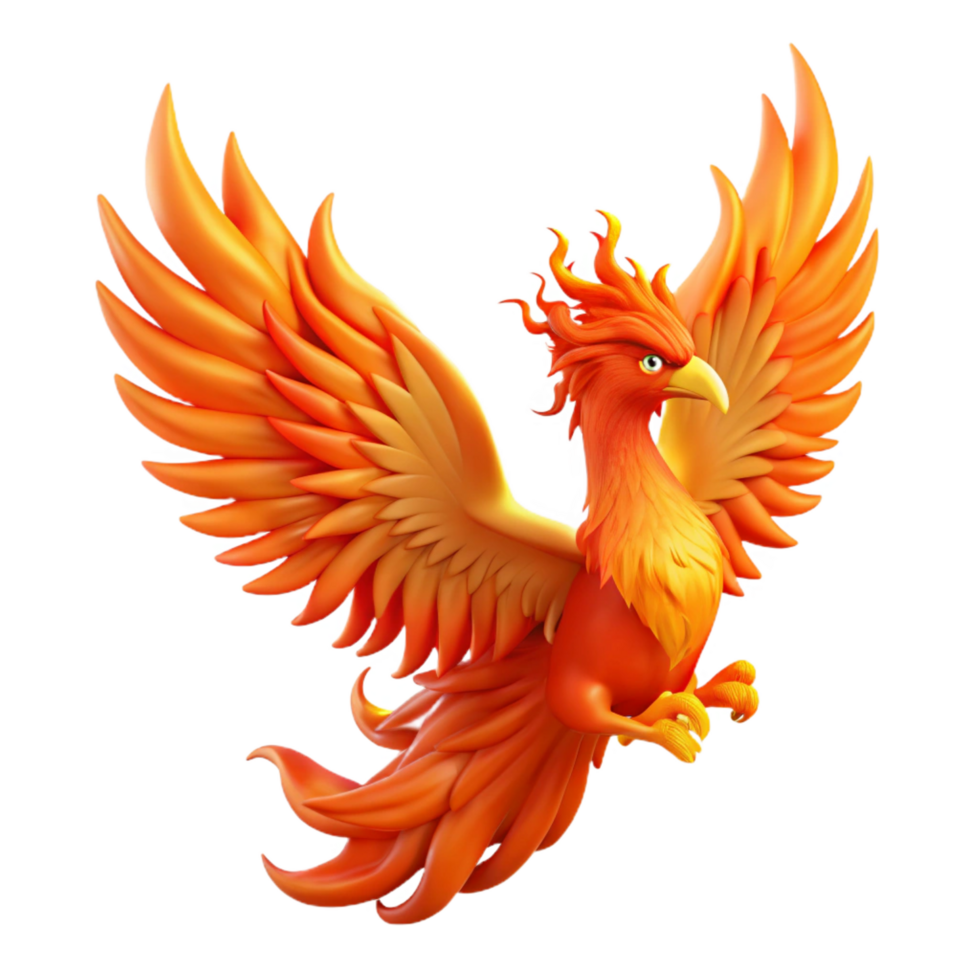 notable artistic A majestic Phoenix engulfed in flames. NO BACKGROUND with Transparent Background. museum quality png