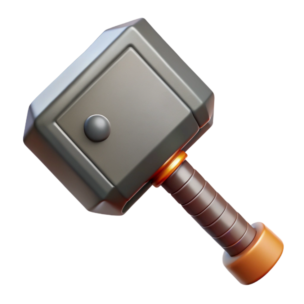 majestic calm retro Thor's hammer, Mjolnir. NO BACKGROUND with Transparent Background. studio quality png