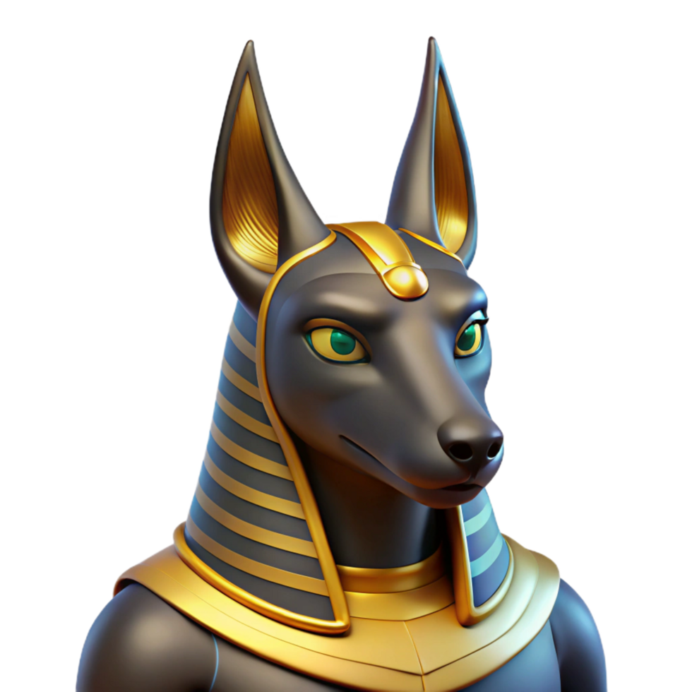 timeless mid-century An Egyptian Anubis, jackal-headed god. NO BACKGROUND with Transparent Background. gallery standard png