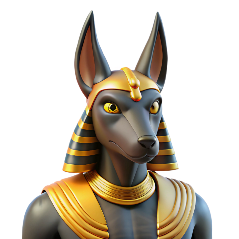 reflective stunning An Egyptian Anubis, jackal-headed god. NO BACKGROUND with Transparent Background. flawless png