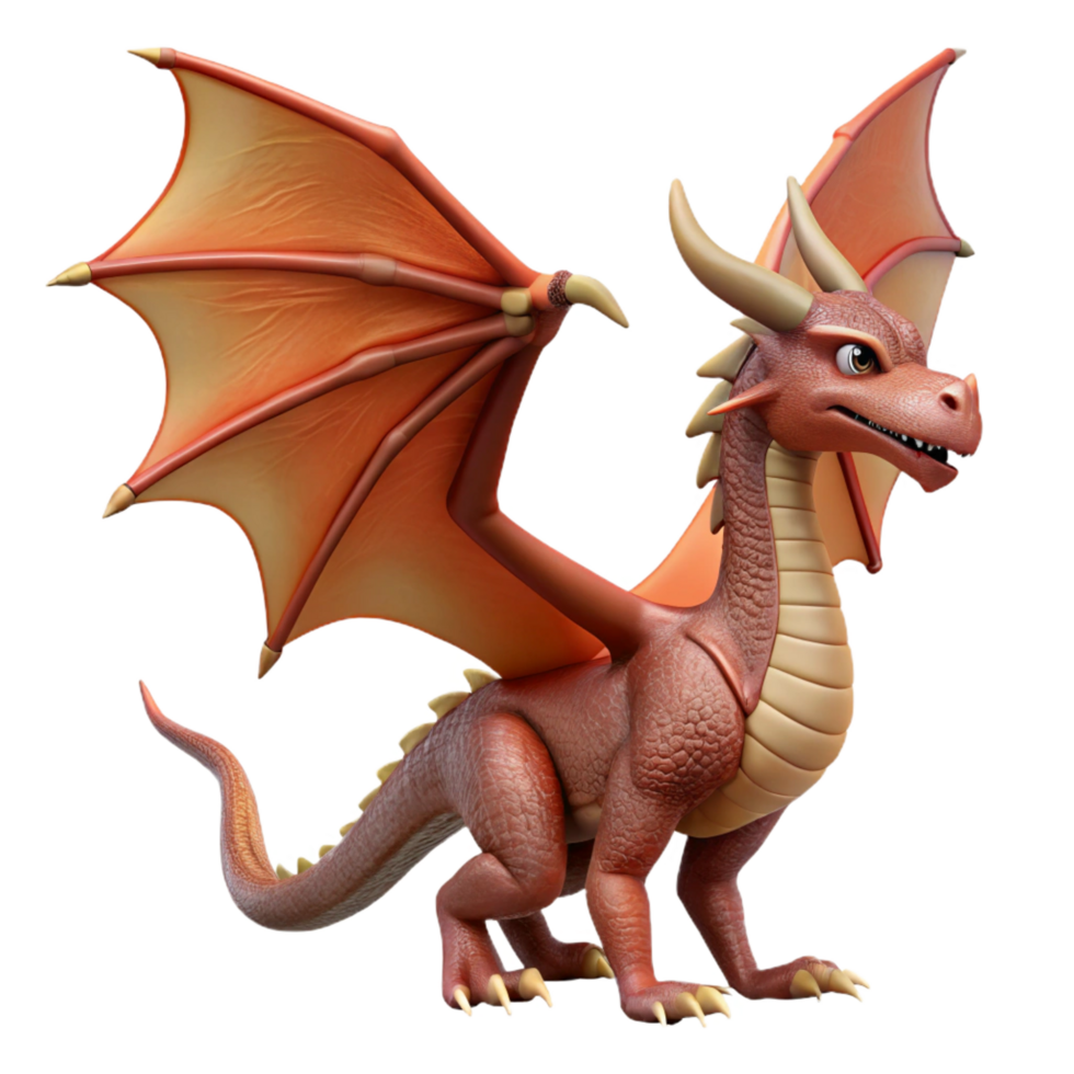 spectacular abstract A dragon with scales and wings outstretched. NO BACKGROUND with Transparent Background. sharp png