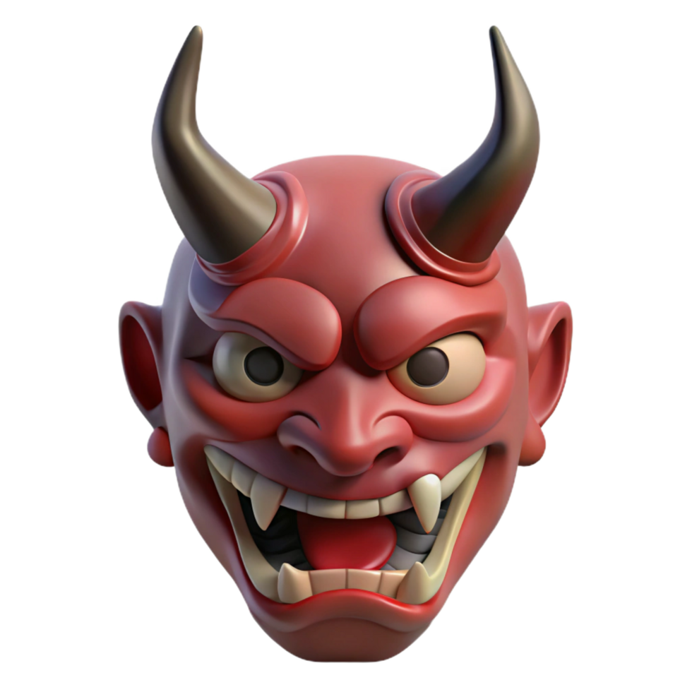 mesmerizing romantic tropical A Japanese Oni mask. NO BACKGROUND with Transparent Background. masterfully captured png