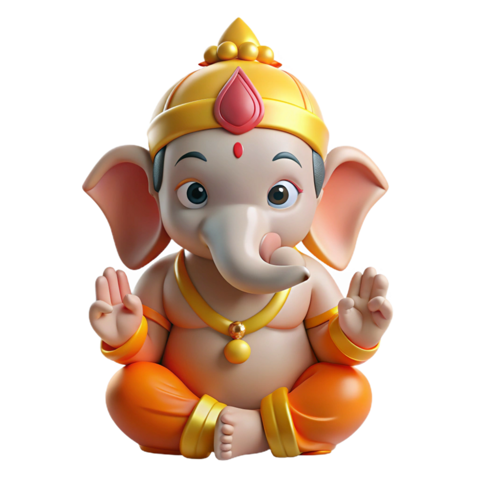 tranquil vibrant A Hindu god Ganesha. NO BACKGROUND with Transparent Background. masterfully captured png