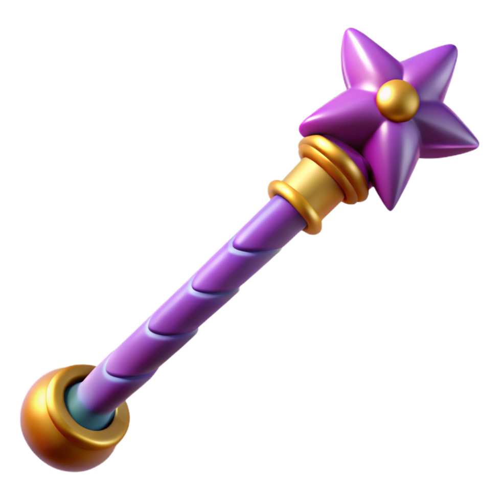 vibrant retro A magic wand with intricate details. NO BACKGROUND with Transparent Background. top-tier png