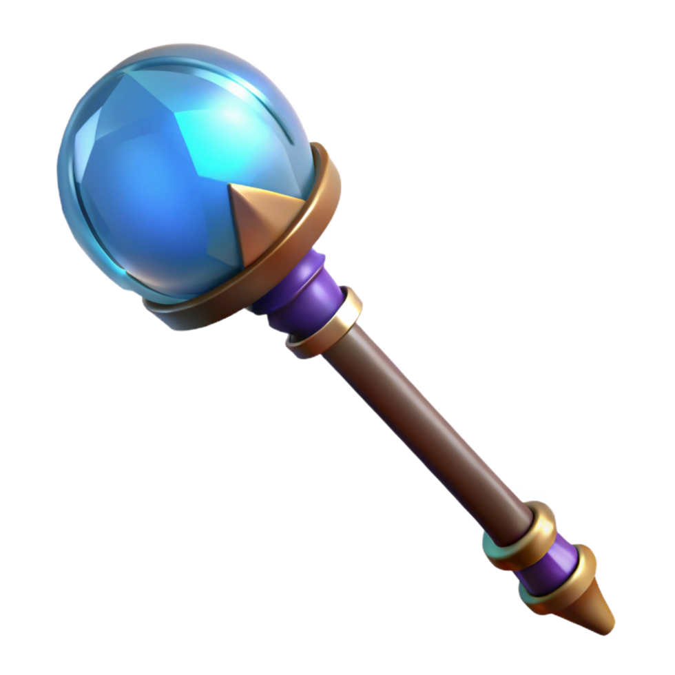 quintessential artistic A wizard's staff topped with a glowing crystal orb, NO BACKGROUND with Transparent Background. high resolution png