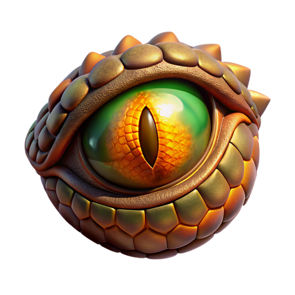 standout classic A powerful dragon eye, reptilian and intense, NO BACKGROUND with Transparent Background. fine detail png