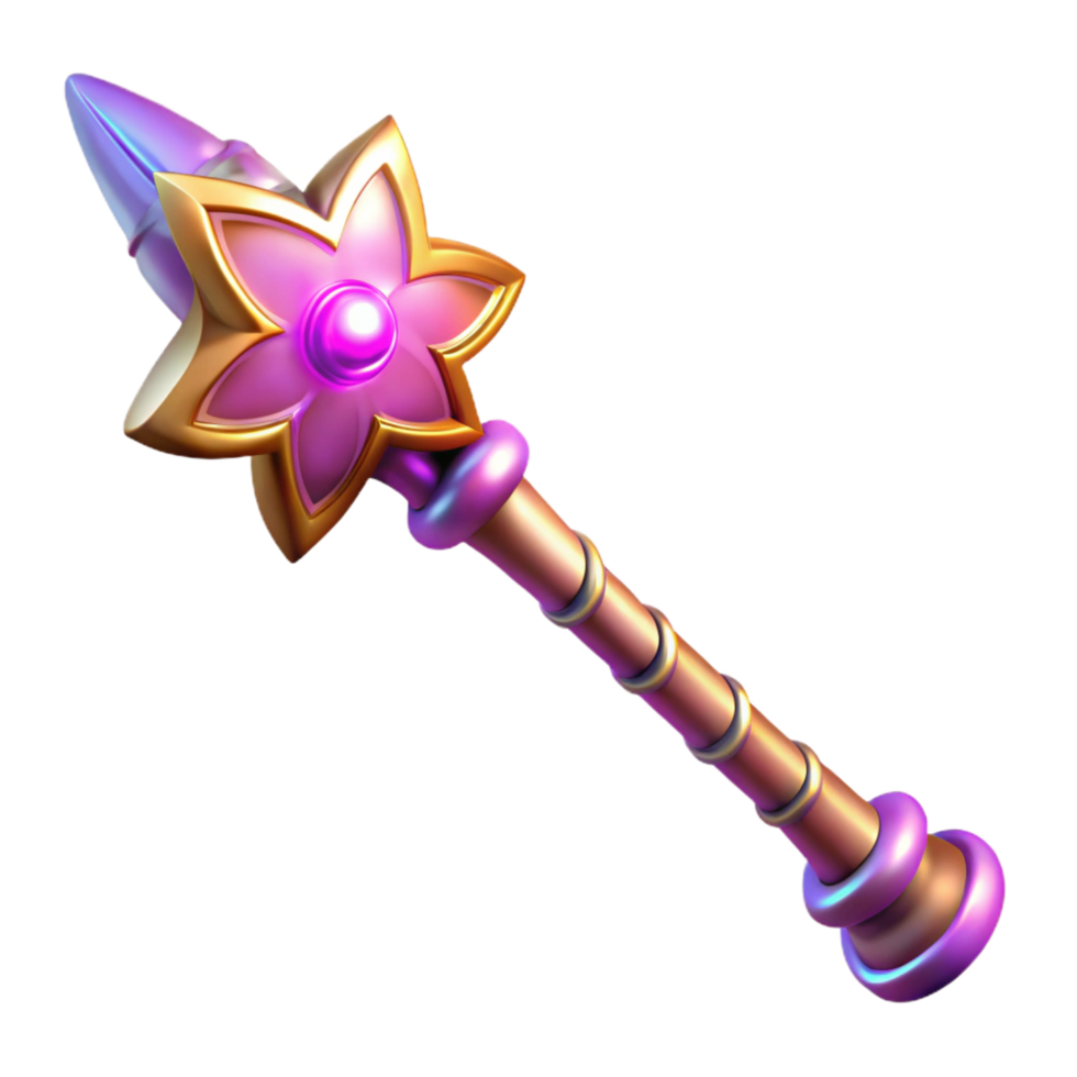 rare coastal A glowing magic wand with intricate carvings, NO BACKGROUND with Transparent Background. perfect clarity png
