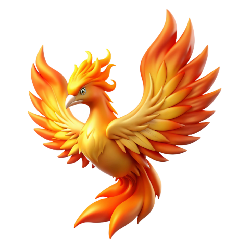 striking nostalgic abstract A majestic phoenix, engulfed in flames, NO BACKGROUND with Transparent Background. museum quality png