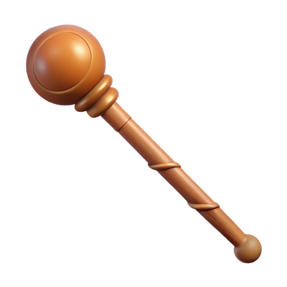 iconic bohemian A simple, wooden staff, NO BACKGROUND with Transparent Background. perfect clarity png