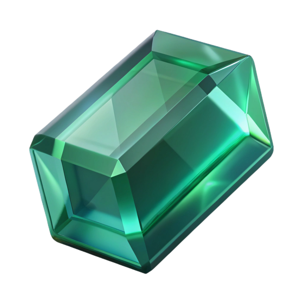 magnificent iconic A single, polished gemstone, emerald cut, NO BACKGROUND with Transparent Background. png