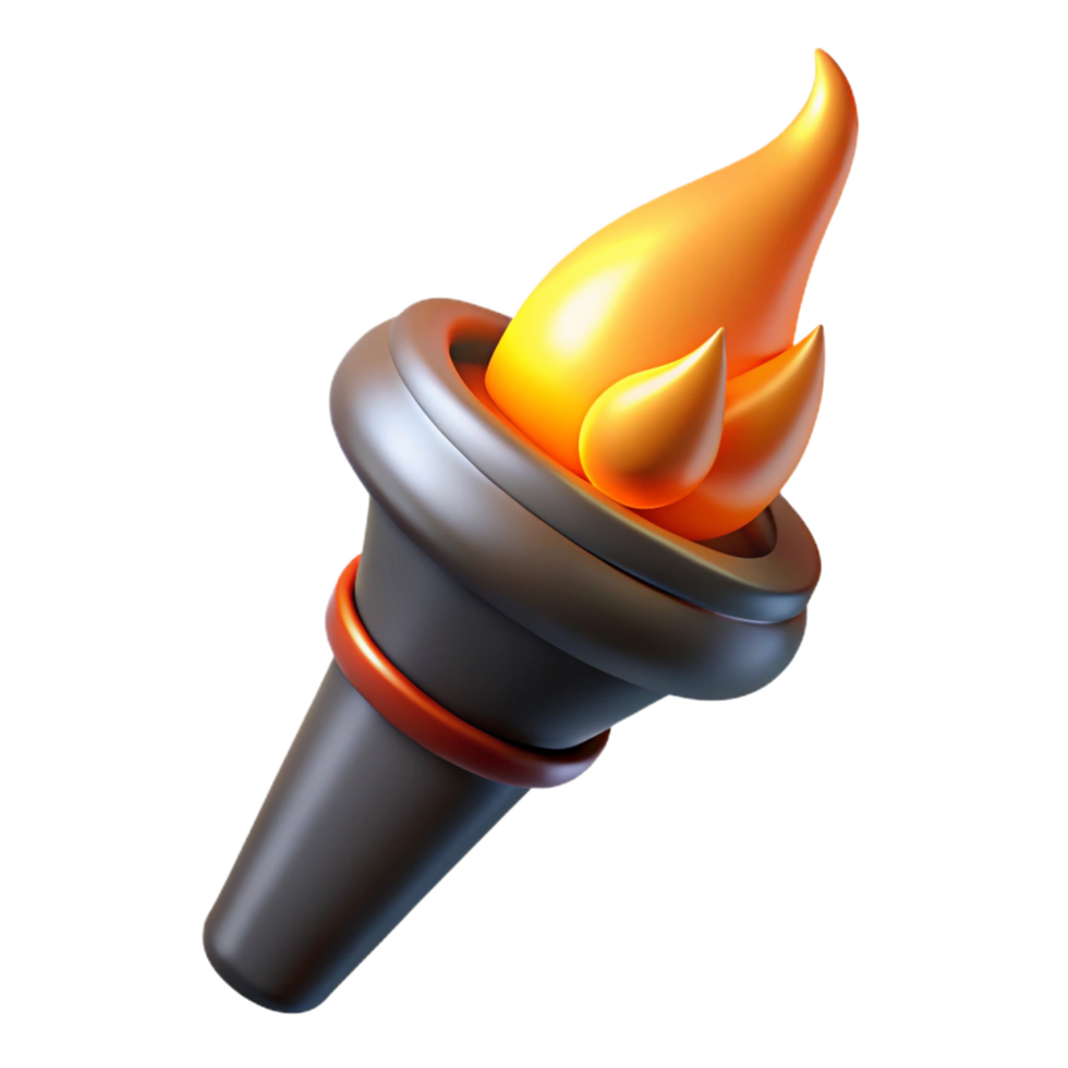 memorable artistic A stylized, burning torch, NO BACKGROUND with Transparent Background. authentic png