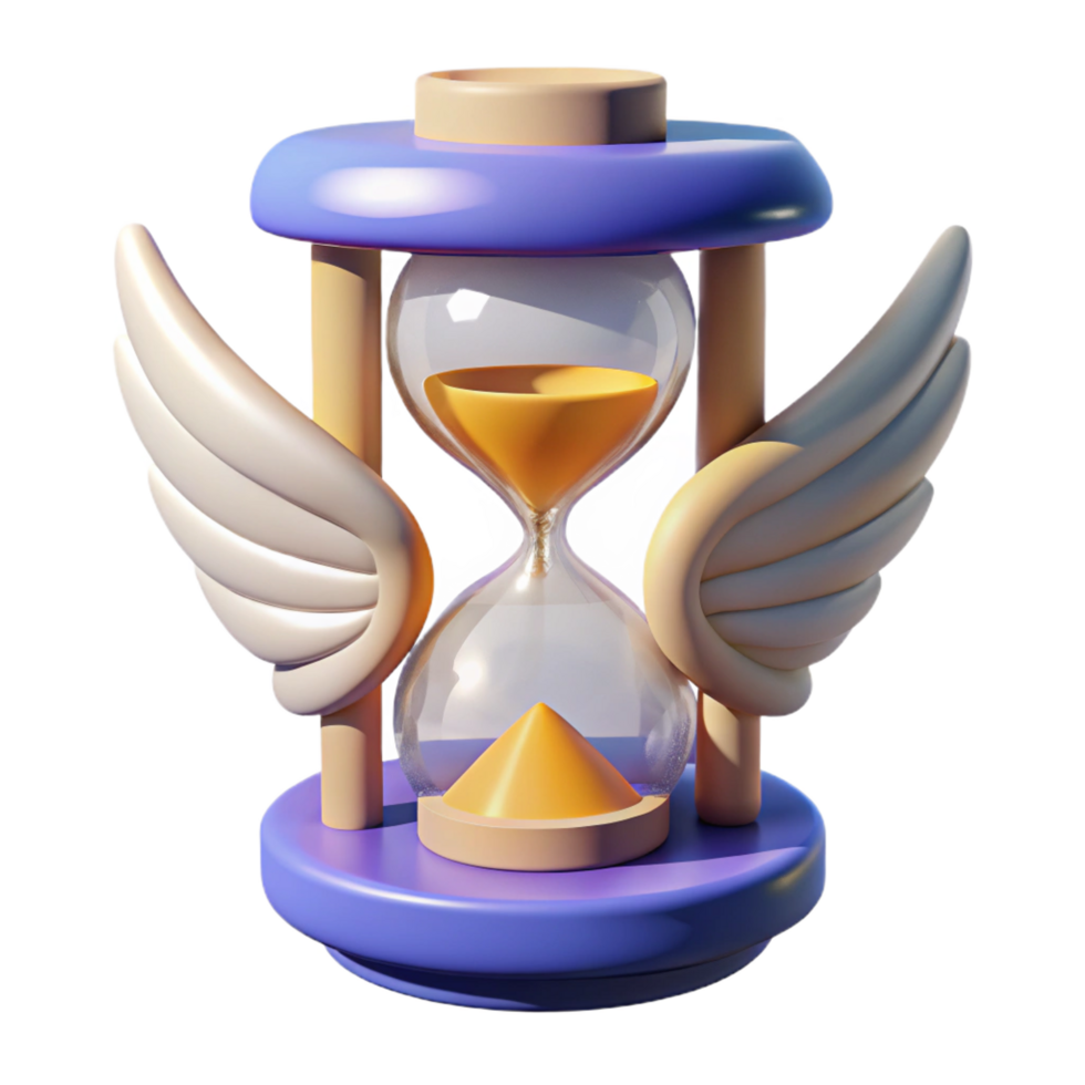 passionate hypnotic A stylized, winged hourglass, NO BACKGROUND with Transparent Background. expertly shot png