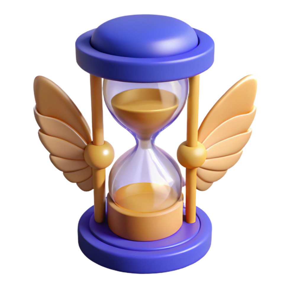 spectacular nostalgic victorian A stylized, winged hourglass, NO BACKGROUND with Transparent Background. ultra HD png