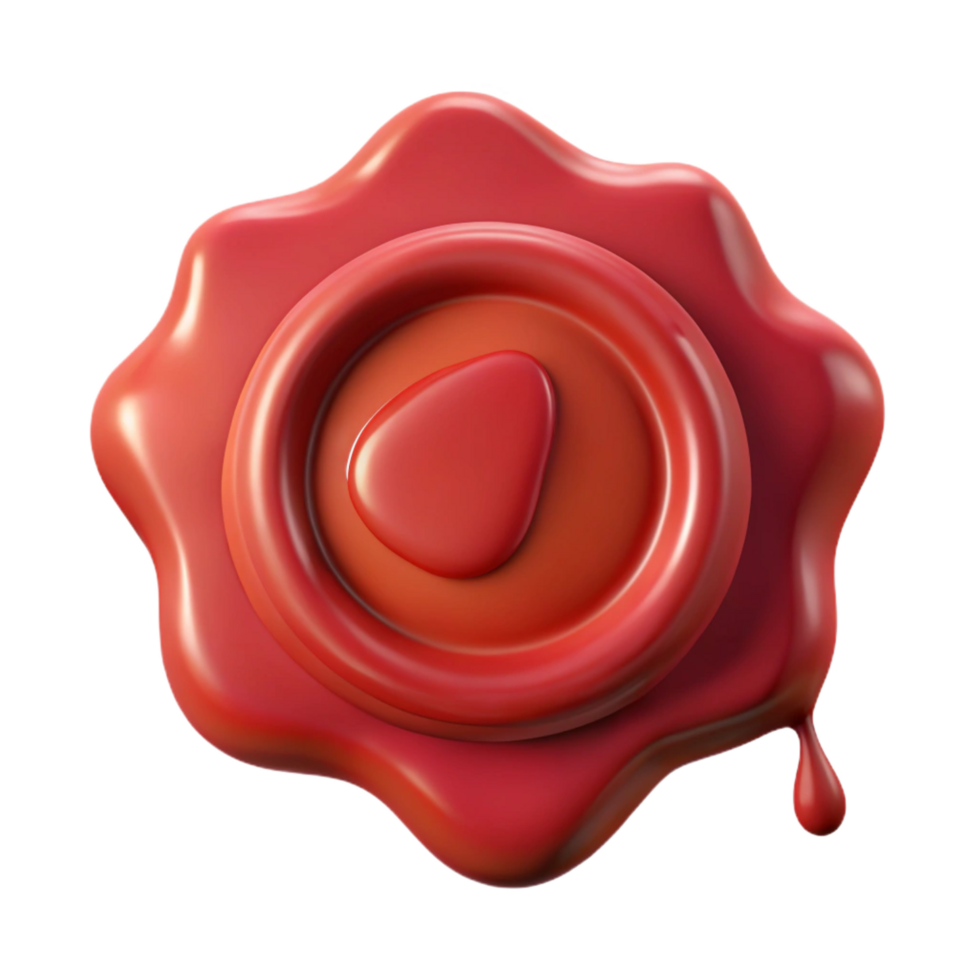 spectacular dynamic creative A stylized, dripping wax seal, NO BACKGROUND with Transparent Background. high quality png