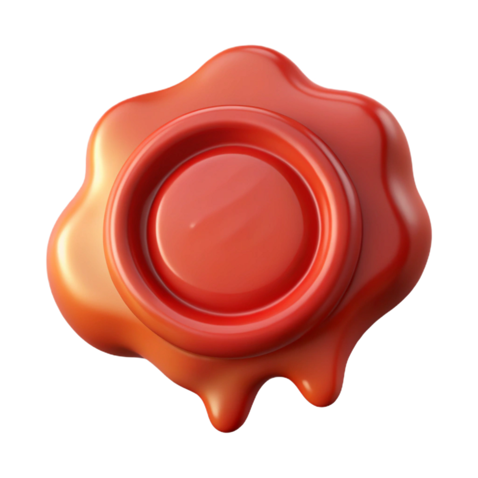 wonderful dynamic futuristic A stylized, dripping wax seal, NO BACKGROUND with Transparent Background. handcrafted png