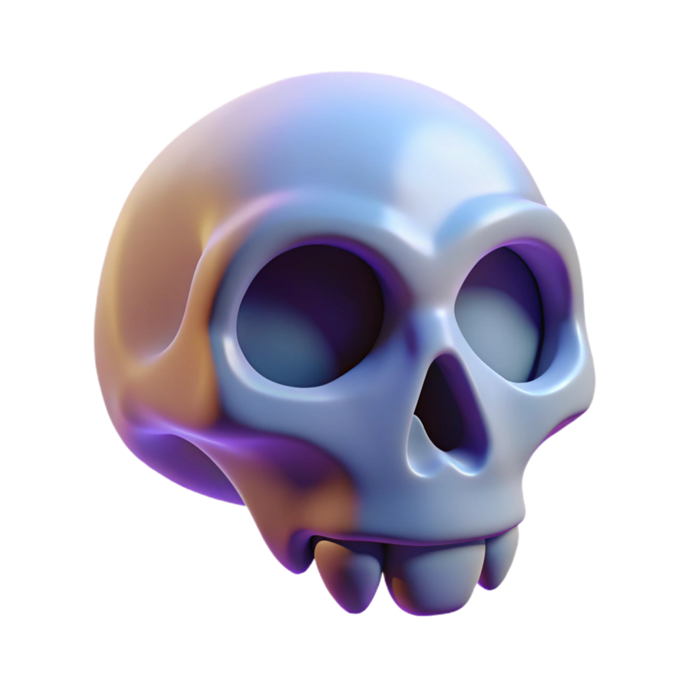 unforgettable mid-century A stylized, floating skull, NO BACKGROUND with Transparent Background. original png