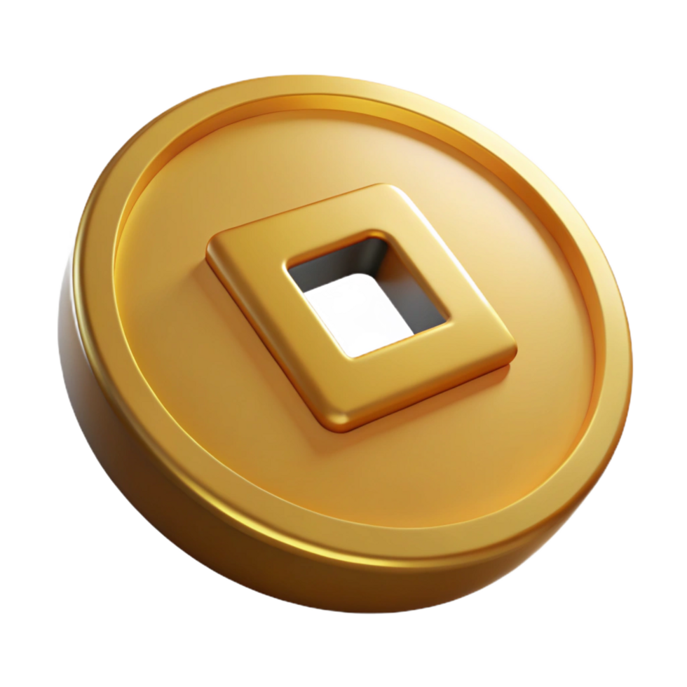 intense serene A single, ancient coin, NO BACKGROUND with Transparent Background. professional png