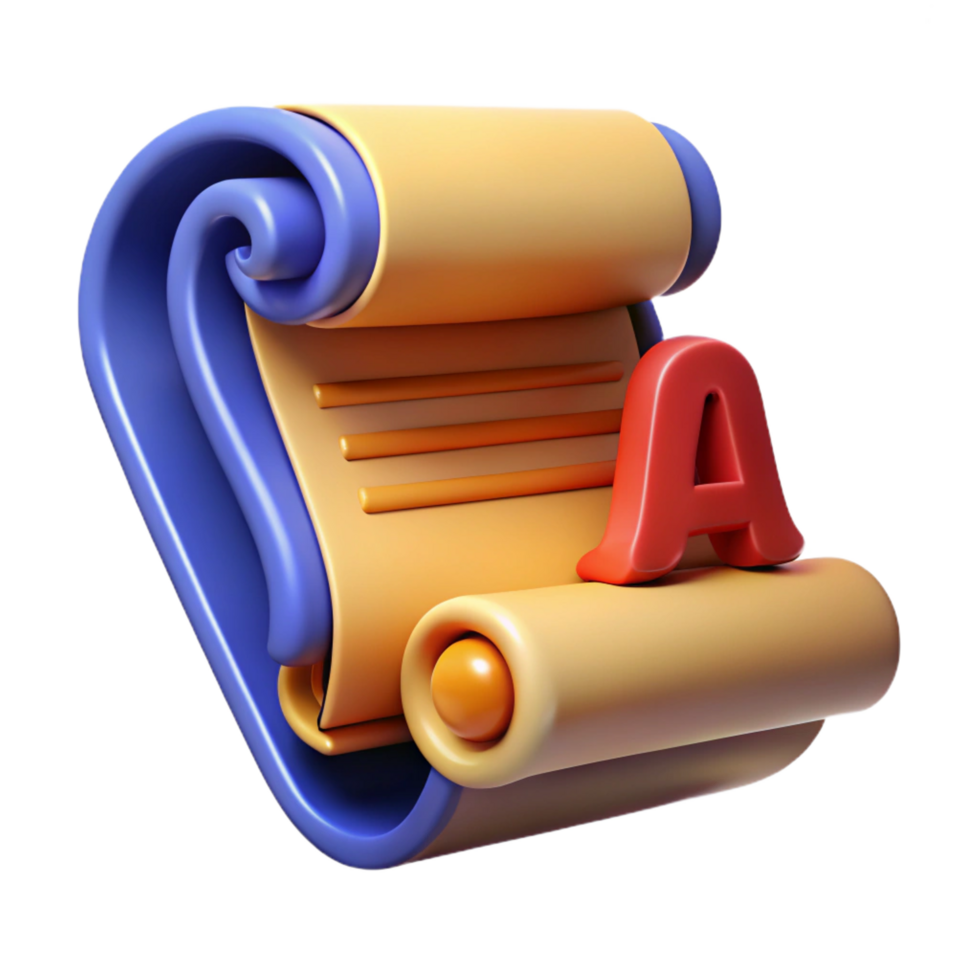 mesmerizing abstract A stylized, open scroll with writing, NO BACKGROUND with Transparent Background. artisan png