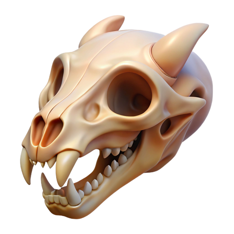 vibrant dreamy surreal A detailed, animal skull, NO BACKGROUND with Transparent Background. professional png
