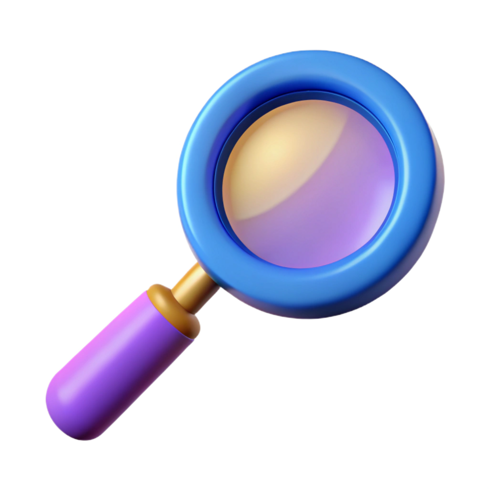 melancholic serene A stylized, magnifying glass, NO BACKGROUND with Transparent Background. high resolution png