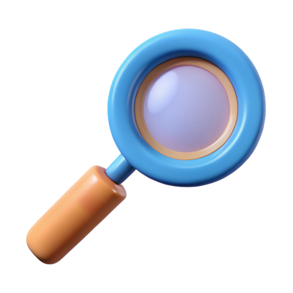 radiant whimsical futuristic A stylized, magnifying glass, NO BACKGROUND with Transparent Background. detailed png