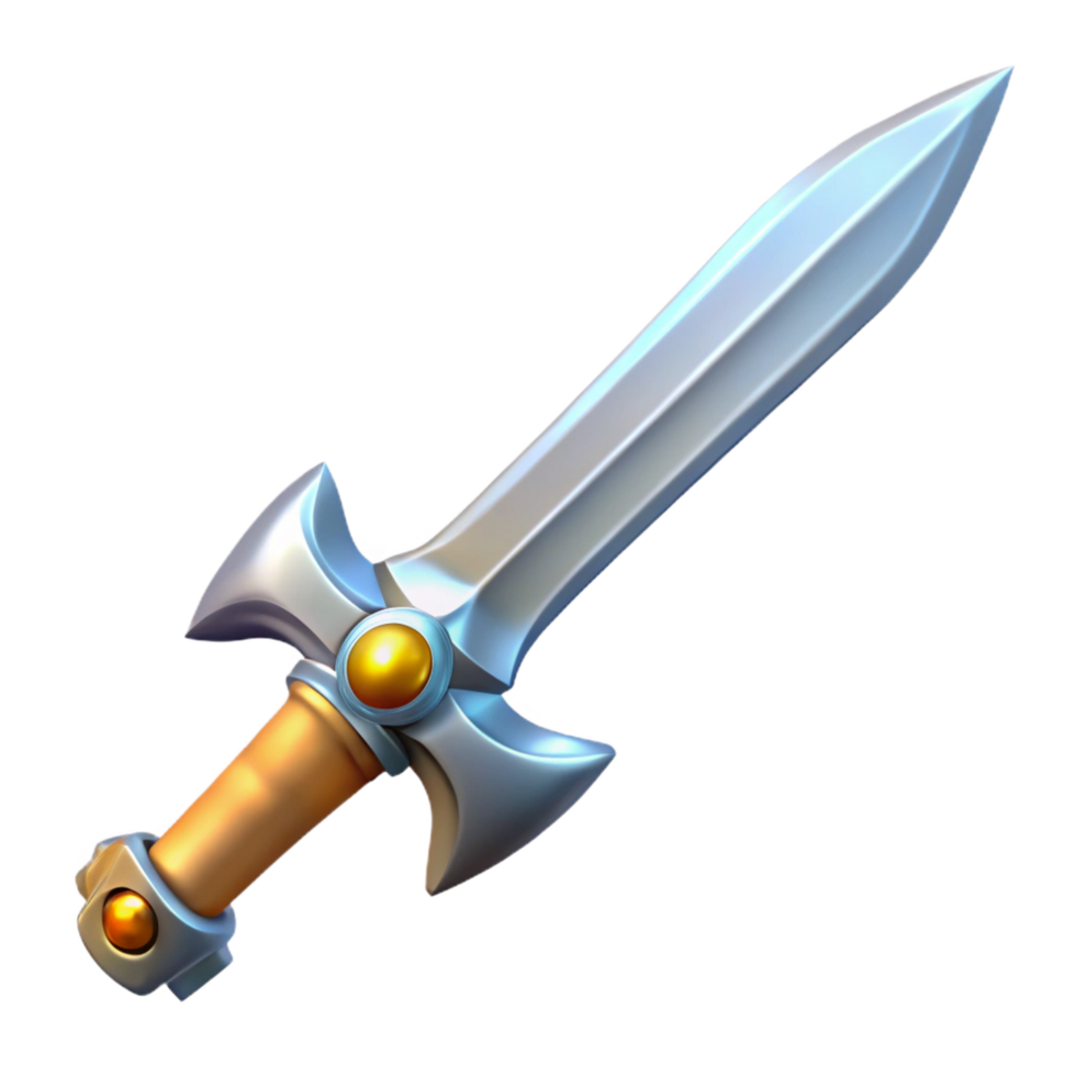 remarkable creative A single, gleaming silver sword, ornate hilt. NO BACKGROUND with Transparent Background. expertly shot png