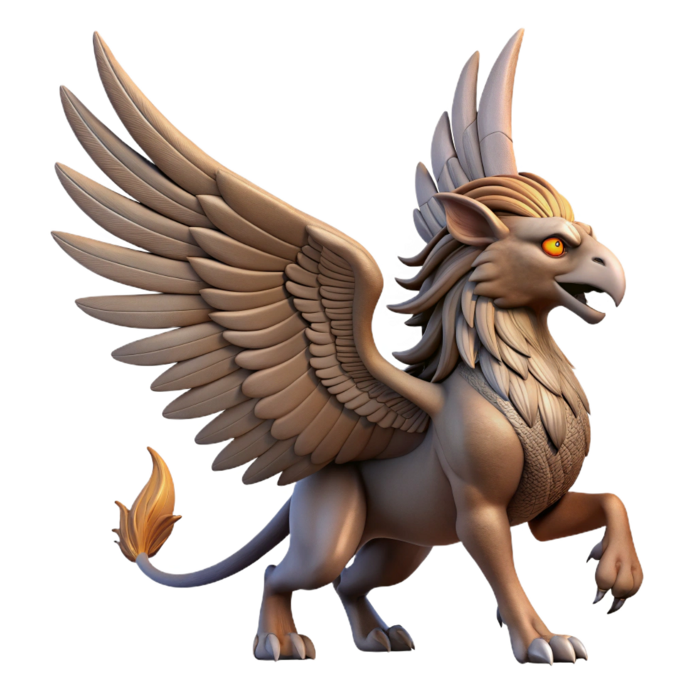 serene harmonious rustic A majestic griffin, wings outstretched, talons sharp. NO BACKGROUND with Transparent Background. impeccable png