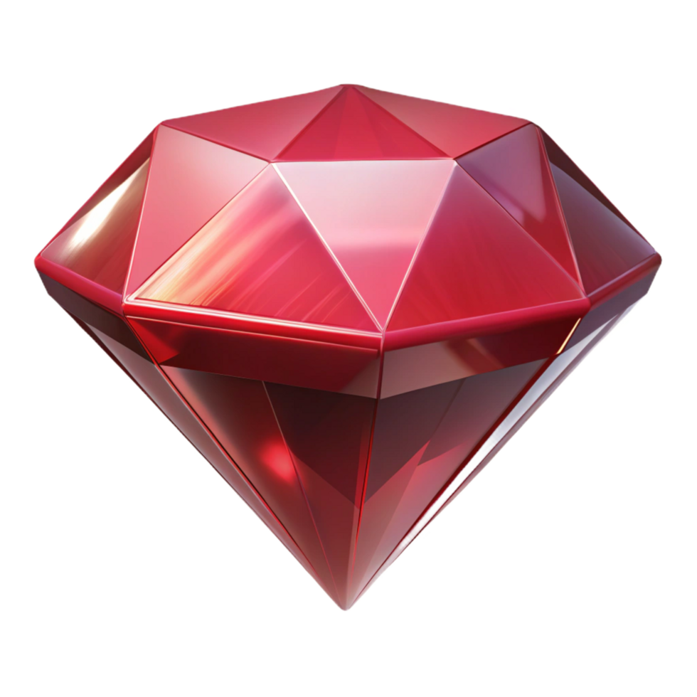 vibrant energetic elegant A single, polished ruby, radiating inner light. NO BACKGROUND with Transparent Background. perfect clarity png