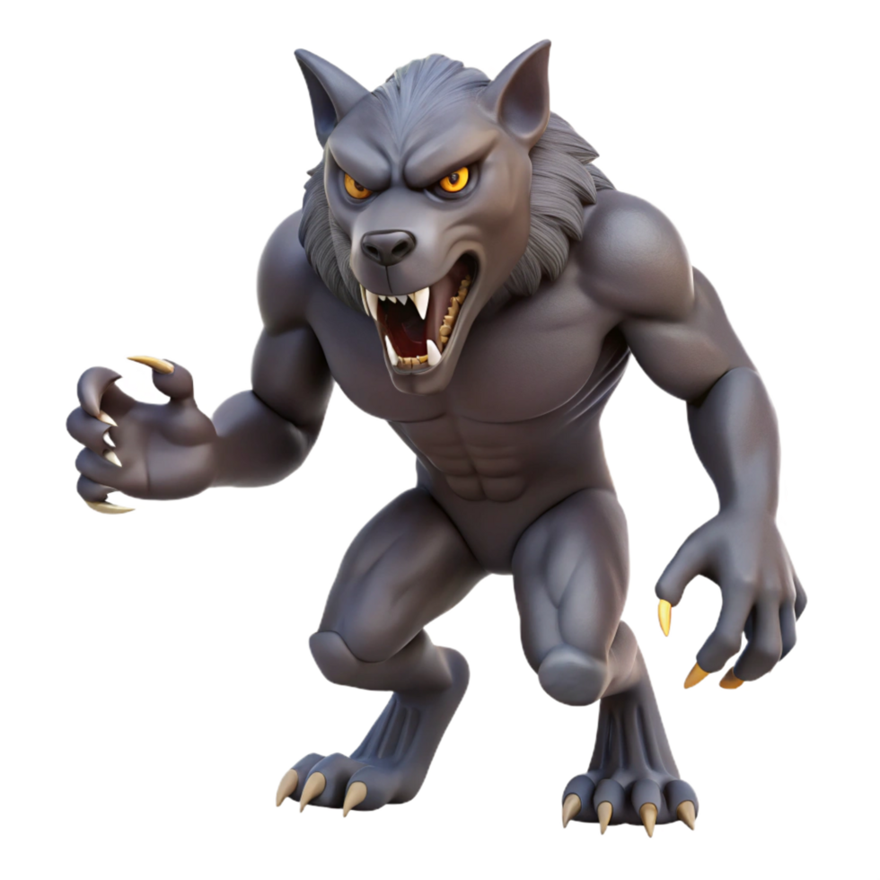 wonderful intense artistic A snarling werewolf, claws extended. NO BACKGROUND with Transparent Background. luxury png