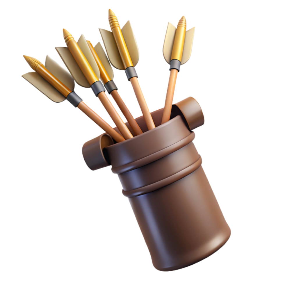 signature art deco A quiver full of arrows, fletched with eagle feathers. NO BACKGROUND with Transparent Background. refined png