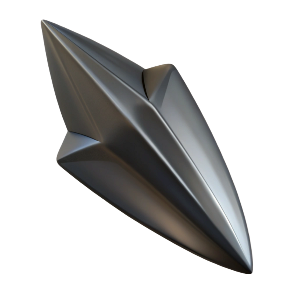 romantic extraordinary A single, pointed arrowhead, made of obsidian. NO BACKGROUND with Transparent Background. premium png