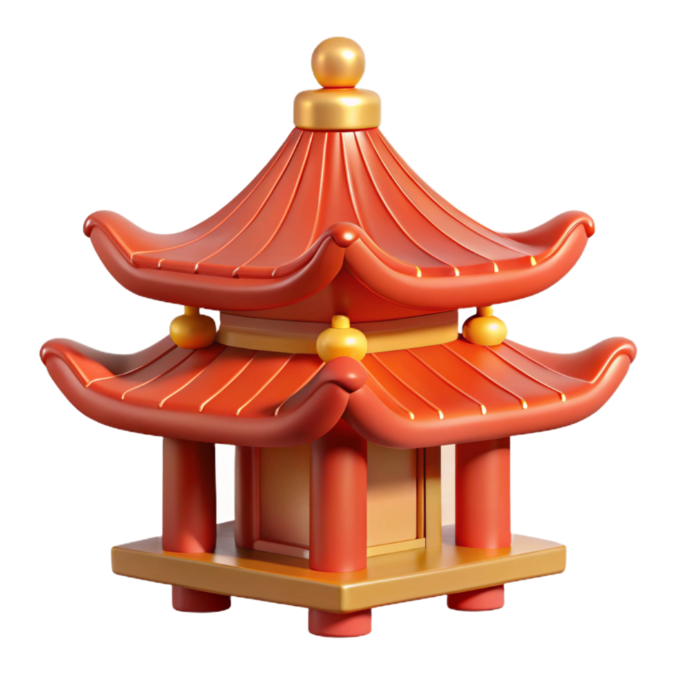 picturesque quintessential Traditional Chinese pagoda roof ornament, NO BACKGROUND with Transparent Background. png