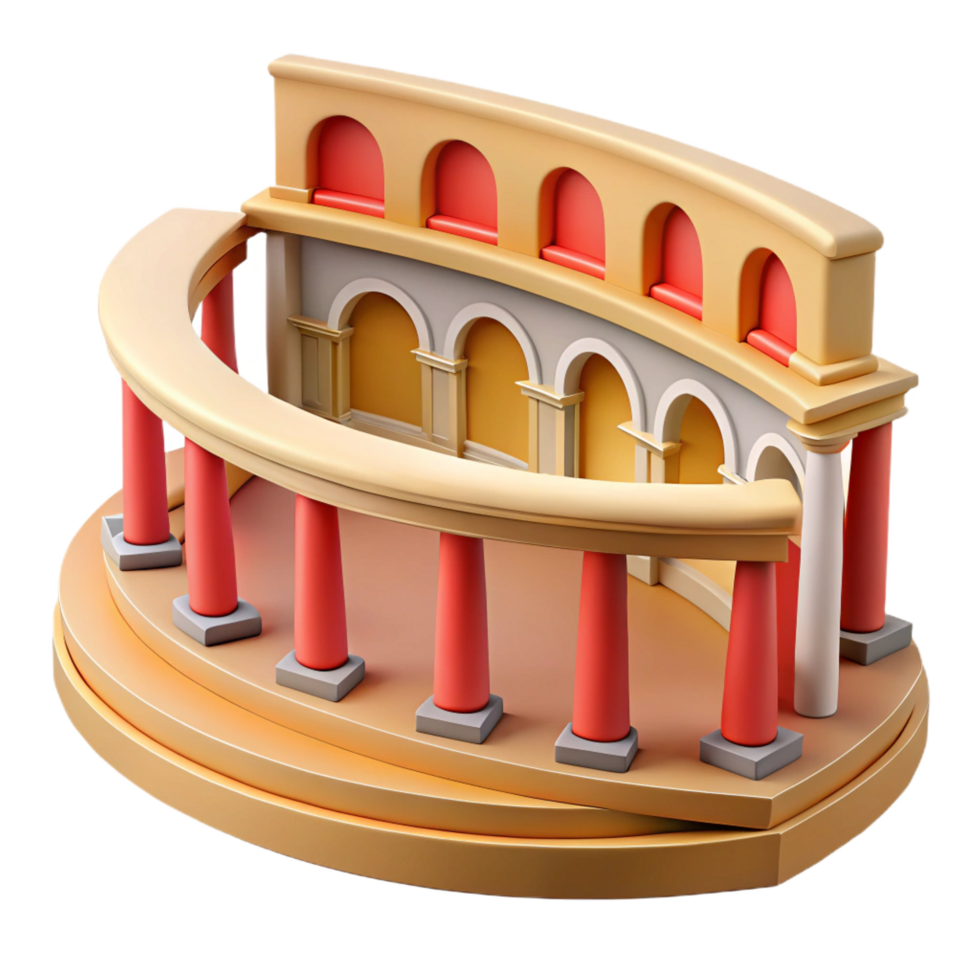 fascinating memorable Roman amphitheater seating tier detail, NO BACKGROUND with Transparent Background. png