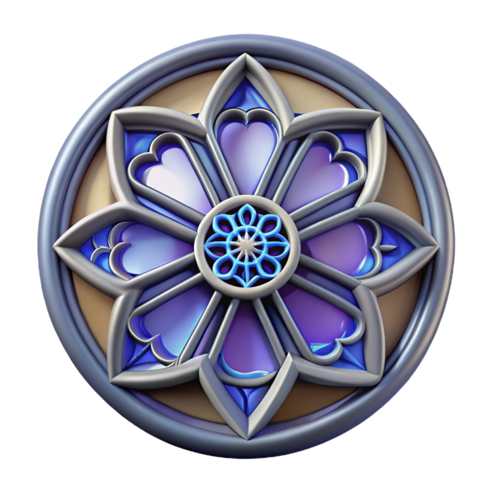 striking artistic Gothic cathedral rose window stained glass, NO BACKGROUND with Transparent Background. artisan png