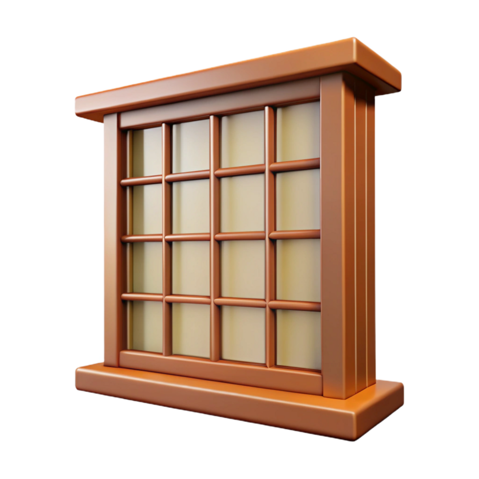 pristine whimsical futuristic Craftsman bungalow window frame and mullions, NO BACKGROUND with Transparent Background. top-tier png