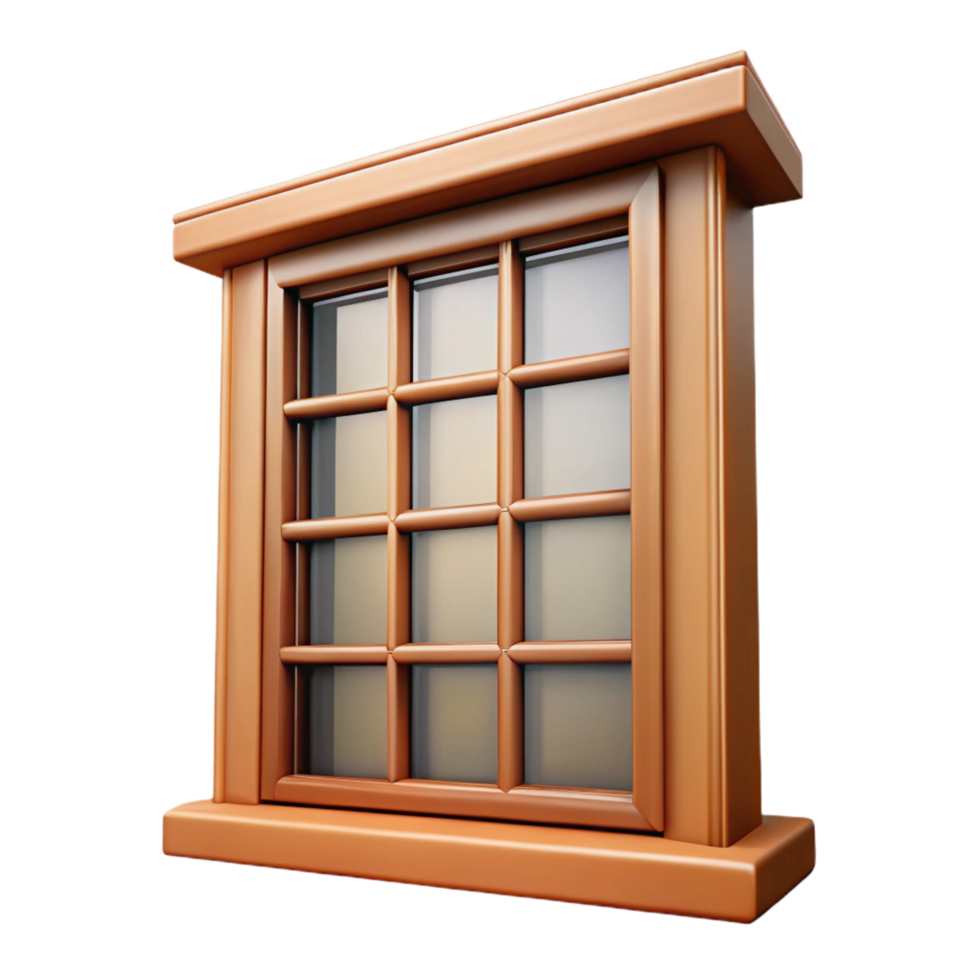 intense pristine Craftsman bungalow window frame and mullions, NO BACKGROUND with Transparent Background. museum quality png