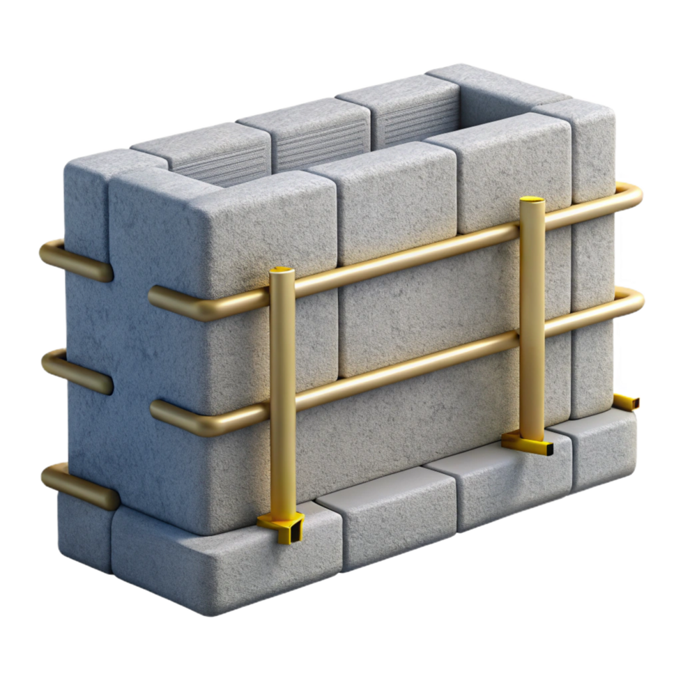 picturesque classic Concrete wall reinforced concrete rebar detail, NO BACKGROUND with Transparent Background. 4K png