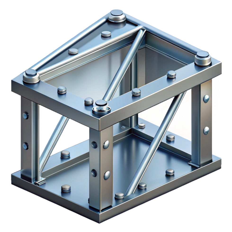 spectacular calm baroque Steel frame building bolted connection detail, NO BACKGROUND with Transparent Background. museum quality png