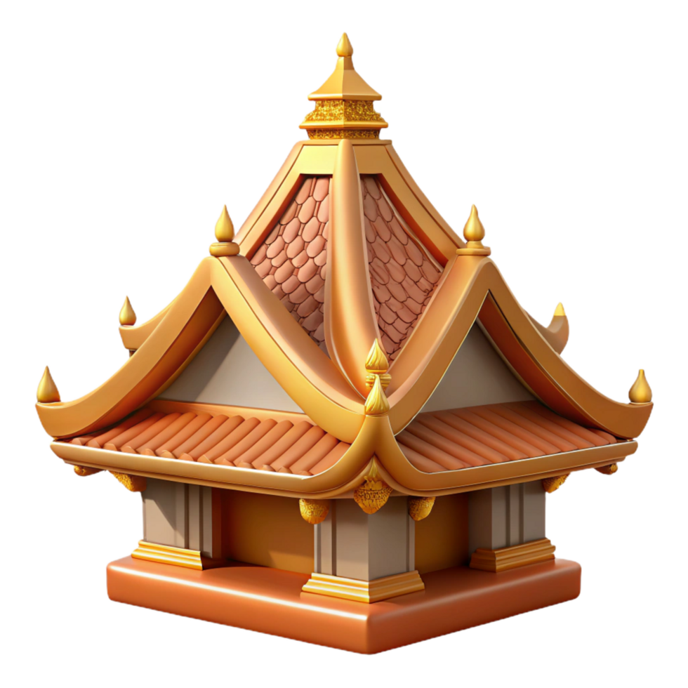 majestic harmonious baroque Traditional Thai temple roof gable ornament, NO BACKGROUND with Transparent Background. professional png