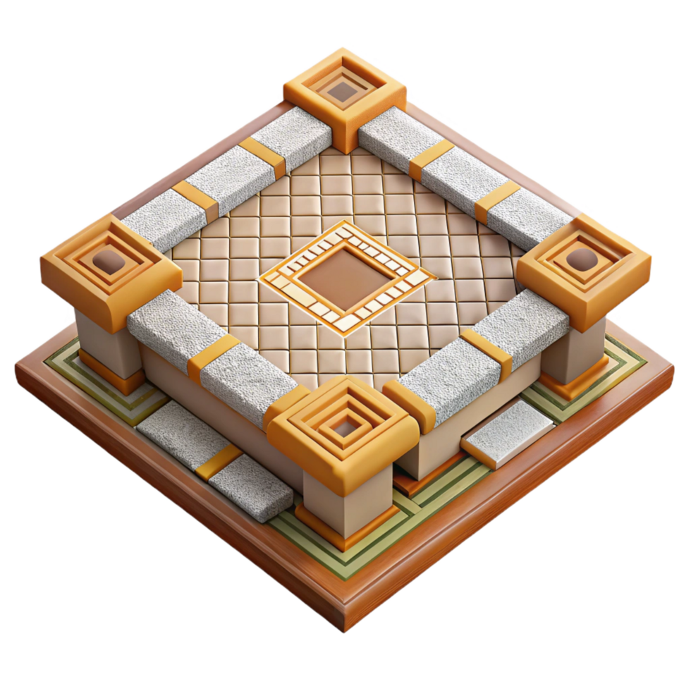 radiant iconic Roman villa mosaic floor tile pattern, NO BACKGROUND with Transparent Background. png