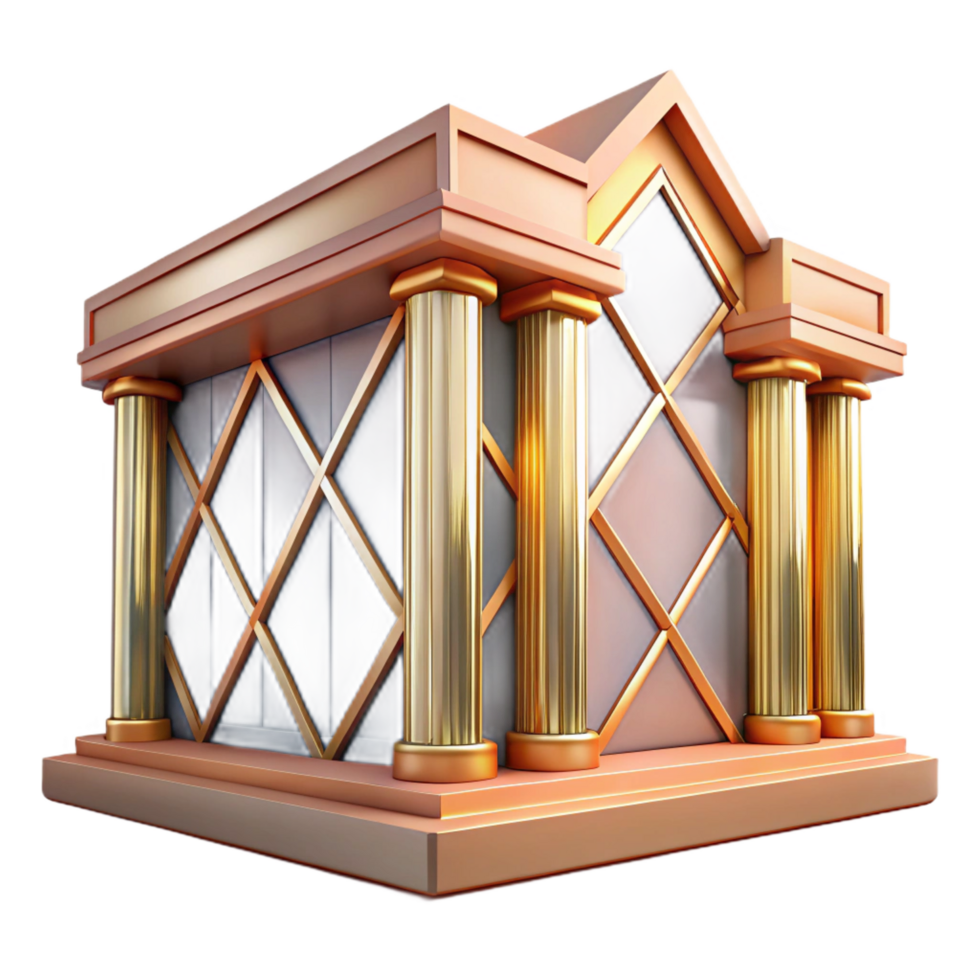 striking mid-century Art Deco building geometric facade panel, NO BACKGROUND with Transparent Background. handcrafted png