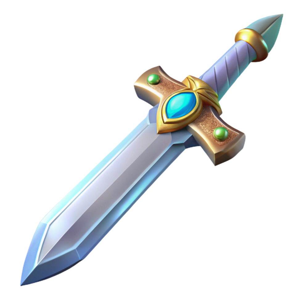stunning dramatic abstract A gleaming elven longsword with a jeweled hilt. NO BACKGROUND with Transparent Background. studio quality png