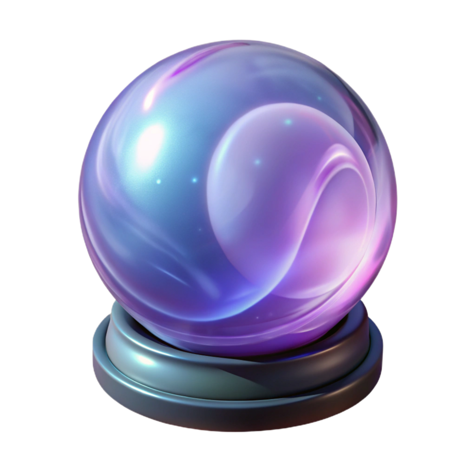 unforgettable retro A mystical crystal ball emitting soft, swirling light. NO BACKGROUND with Transparent Background. authentic png