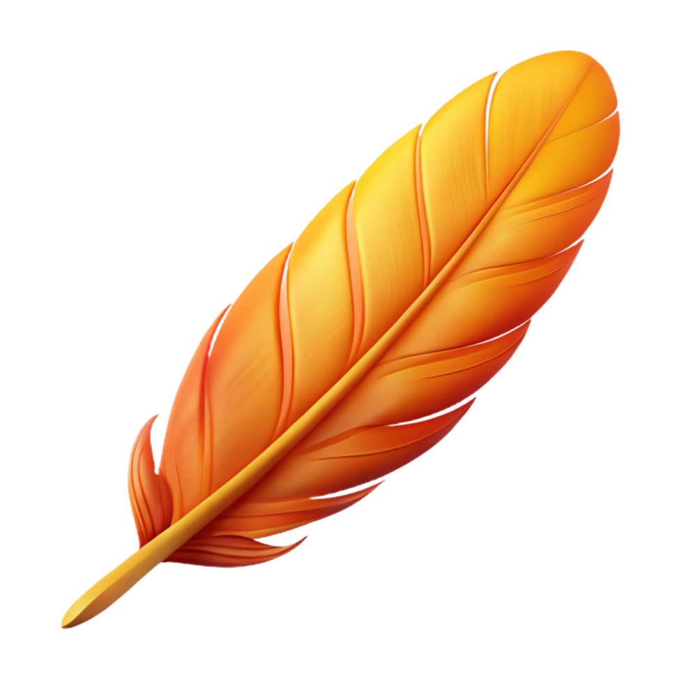 inspired modern A single, perfectly formed phoenix feather. NO BACKGROUND with Transparent Background. detailed png