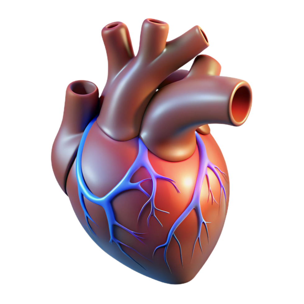 notable organic A detailed illustration of a human heart with glowing veins. NO BACKGROUND with Transparent Background. impeccable png