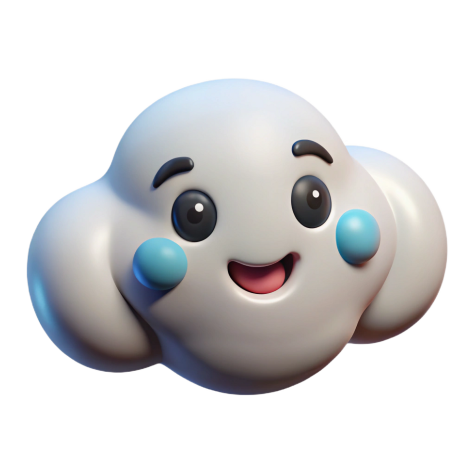 sumptuous tranquil mid-century A cartoon-style, happy cloud with a smiling face. NO BACKGROUND with Transparent Background. original png
